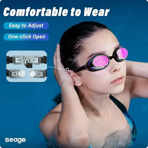 Seago 2'li Paket Yüzücü Gözlüğü Buğu Önleyici Anti-UV Silikon Yüzücü Gözlüğü Yetişkin Kadın Erkek - 2