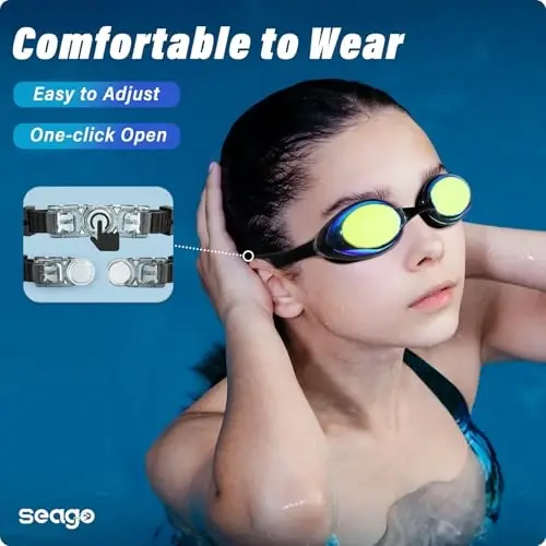 Seago 2'li Paket Yüzücü Gözlüğü Buğu Önleyici Anti-UV Silikon Yüzücü Gözlüğü Yetişkin Kadın Erkek - 2