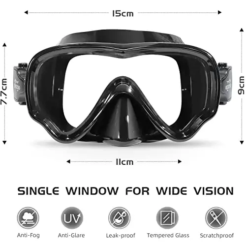 Seago Kids Swim Goggles Snorkel Diving Mask for Youth(5-15), Anti-Fog 180° Clear View - 2