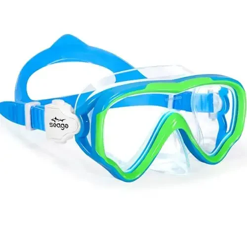 Seago Kids Swim Goggles Snorkel Diving Mask for Youth(5-15), Anti-Fog 180° Clear View - Seago