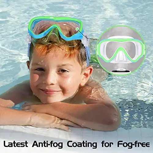 Seago Kids Swim Goggles Snorkel Diving Mask for Youth(5-15), Anti-Fog 180° Clear View - 3