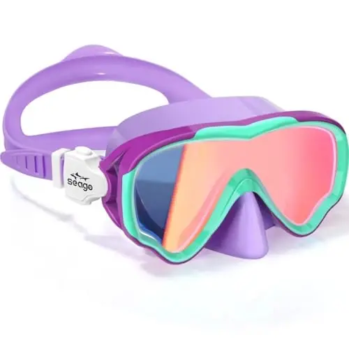 Seago Kids Swim Goggles Snorkel Diving Mask for Youth(5-15), Anti-Fog 180° Clear View 