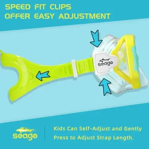 Seago Kids Swim Goggles Snorkel Diving Mask for Youth(5-15), Anti-Fog 180° Clear View - 4