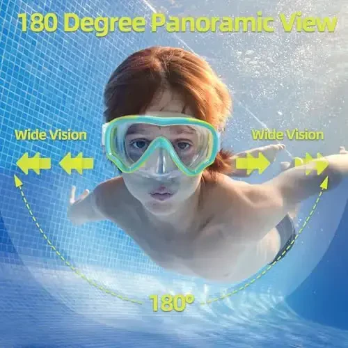 Seago Kids Swim Goggles Snorkel Diving Mask for Youth(5-15), Anti-Fog 180° Clear View - 5