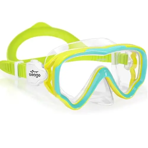 Seago Kids Swim Goggles Snorkel Diving Mask for Youth(5-15), Anti-Fog 180° Clear View - 1