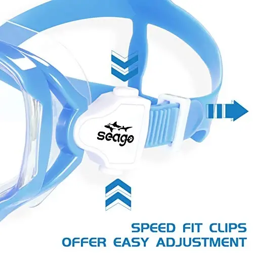 Seago Kids Swim Goggles Snorkel Diving Mask for Youth(5-15), Anti-Fog 180° Clear View - 4