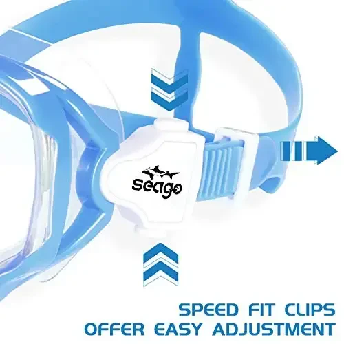 Seago Kids Swim Goggles Snorkel Diving Mask for Youth(5-15), Anti-Fog 180° Clear View - 4