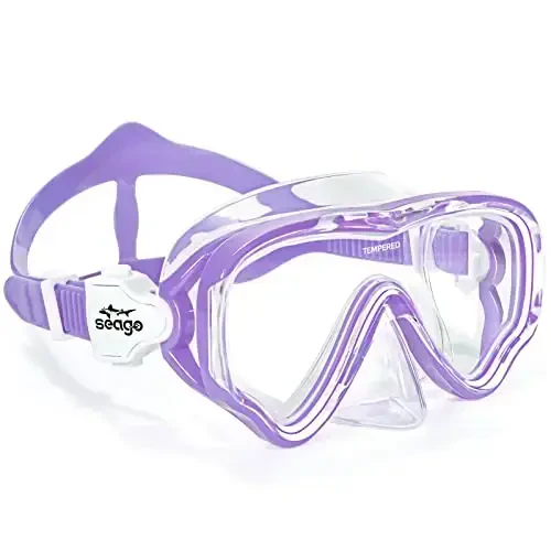 Seago Kids Swim Goggles Snorkel Diving Mask for Youth(5-15), Anti-Fog 180° Clear View - Seago