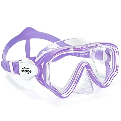 Seago Kids Swim Goggles Snorkel Diving Mask for Youth(5-15), Anti-Fog 180° Clear View - 1