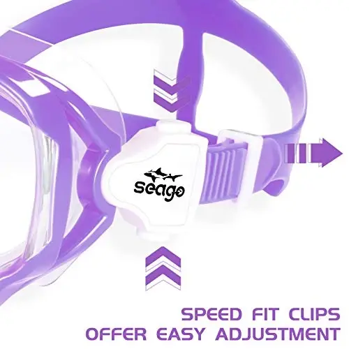 Seago Kids Swim Goggles Snorkel Diving Mask for Youth(5-15), Anti-Fog 180° Clear View - 5