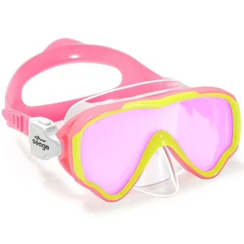 Seago Kids Swim Goggles Snorkel Diving Mask for Youth(5-15), Anti-Fog 180° Clear View - 1