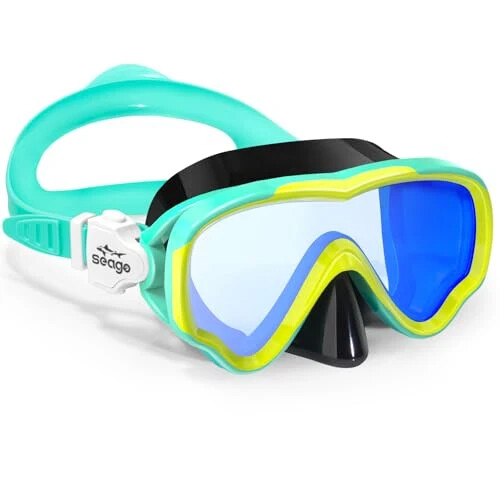 Seago Kids Swim Goggles Snorkel Diving Mask for Youth(5-15), Anti-Fog 180° Clear View - 1