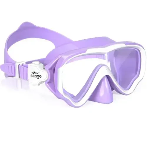 Seago Kids Swim Goggles Snorkel Diving Mask for Youth(5-15), Anti-Fog 180° Clear View - 1