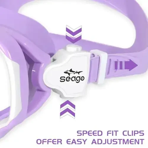 Seago Kids Swim Goggles Snorkel Diving Mask for Youth(5-15), Anti-Fog 180° Clear View - 5
