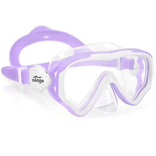 Seago Kids Swim Goggles Snorkel Diving Mask for Youth(5-15), Anti-Fog 180° Clear View 