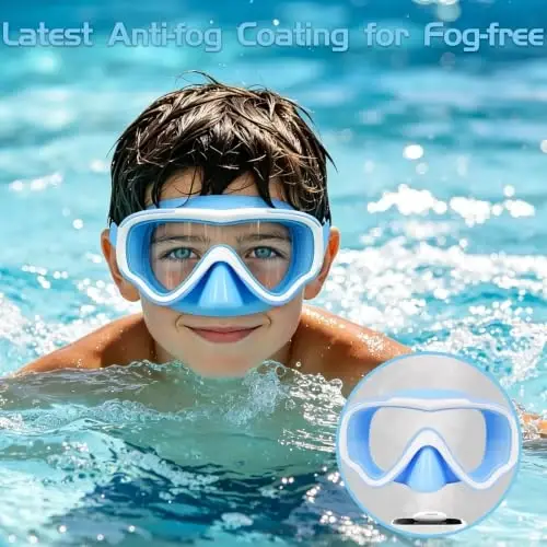 Seago Kids Swim Goggles Snorkel Diving Mask for Youth(5-15), Anti-Fog 180° Clear View - 5