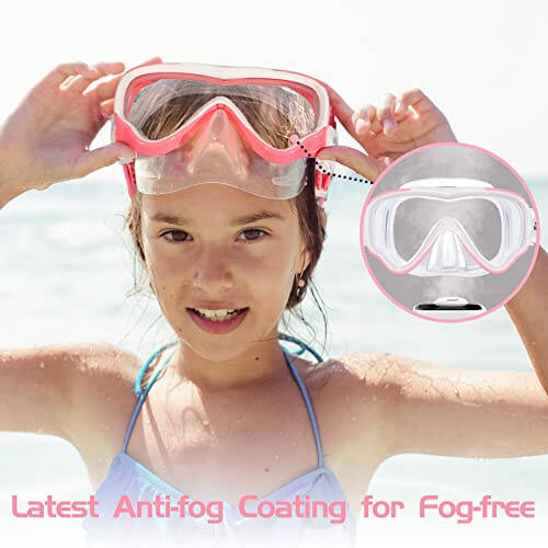 Seago Kids Swim Goggles Snorkel Diving Mask for Youth (5-15), Anti-Fog 180° Clear View - 3