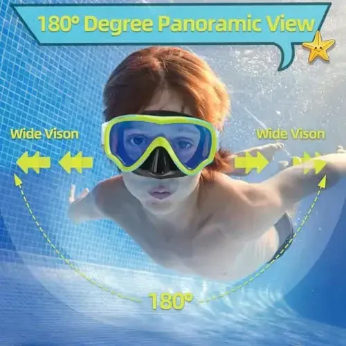 Seago Kids Swim Goggles Snorkel Diving Mask for Youth(5-15), Anti-Fog 180° Clear View - 3