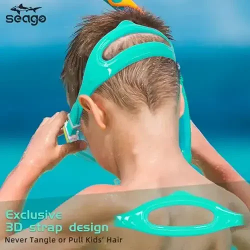 Seago Kids Swim Goggles Snorkel Diving Mask for Youth(5-15), Anti-Fog 180° Clear View - 6