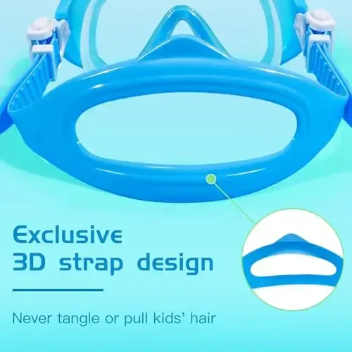 Seago Kids Swim Goggles Snorkel Diving Mask for Youth(5-15), Anti-Fog 180° Clear View - 5