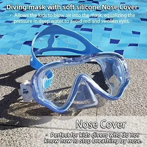 Seago Kids Swim Goggles Snorkel Diving Mask for Youth(5-15), Anti-Fog 180° Clear View - 5