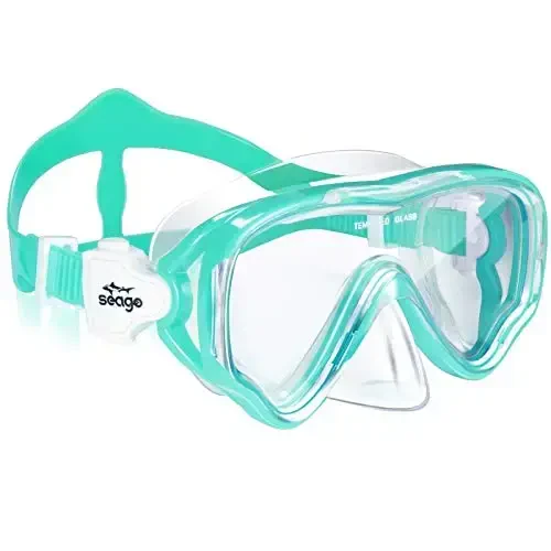 Seago Kids Swim Goggles Snorkel Diving Mask for Youth(5-15), Anti-Fog 180° Clear View 