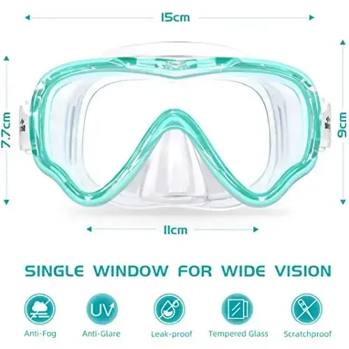 Seago Kids Swim Goggles Snorkel Diving Mask for Youth(5-15), Anti-Fog 180° Clear View - Seago (1)