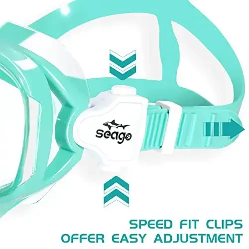 Seago Kids Swim Goggles Snorkel Diving Mask for Youth(5-15), Anti-Fog 180° Clear View - 5