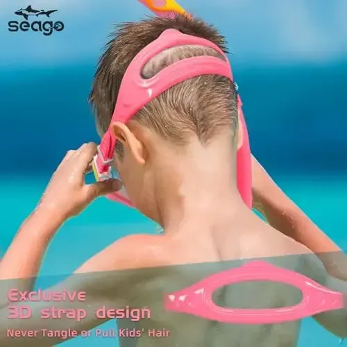 Seago Kids Swim Goggles Snorkel Diving Mask for Youth(5-15), Anti-Fog 180° Clear View - 6
