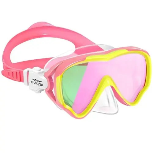 Seago Kids Swim Goggles Snorkel Diving Mask for Youth(5-15), Anti-Fog 180° Clear View - SEAGO