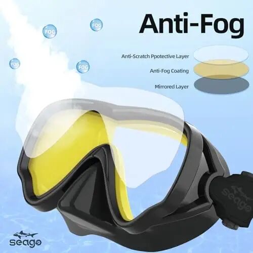 Seago Kids Swim Goggles Snorkel Diving Mask for Youth(5-15), Anti-Fog 180° Clear View - 2