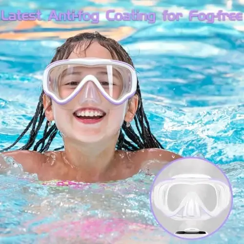 Seago Kids Swim Goggles Snorkel Diving Mask for Youth(5-15), Anti-Fog 180° Clear View - 4