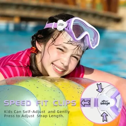 Seago Kids Swim Goggles Snorkel Diving Mask for Youth(5-15), Anti-Fog 180° Clear View - 5