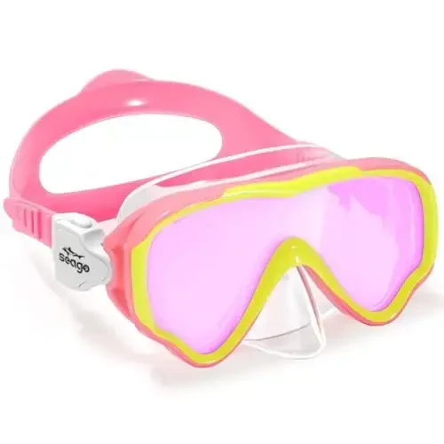 Seago Kids Swim Goggles Yoshlar uchun snorkel sho'ng'in niqobi (5-15), tumanga qarshi 180° tiniq ko'rinish - 1