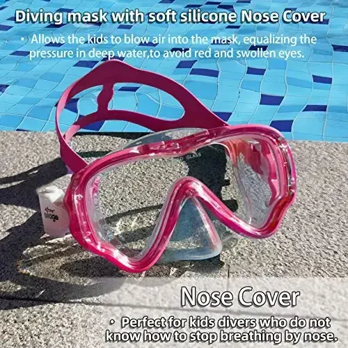 Seago Kids Swim Goggles Yoshlar uchun snorkel sho'ng'in niqobi (5-15), tunga qarshi 180° tiniq ko'rinish - 6