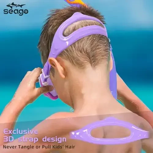 Seago Kids Swim Ko'zoynaklari Snorkel Yoshlar uchun sho'ng'in niqobi (5-15), tumanga qarshi 180° tiniq ko'rinish - 6