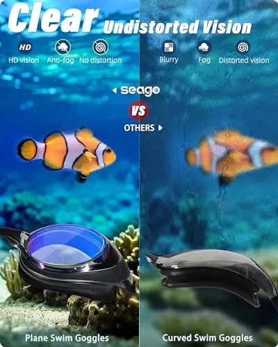 Seago Swim Goggles Adult Men Women Youth Junior 2 Pack Anti-Fog Flat Lens | UV Protection No Leaking Soft Silicone Seal Clear Vision,Triathlon Pool Water Racing Swim Team Glasses,3 Sizes of Nose Bridge - 4