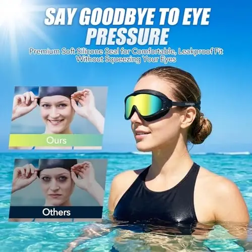 Seago Swim Goggles No Leaking Anti-Fog Pool Goggles Swimming Goggles for Adult Men Women Youth, UV Protection 180° Clear View - 3