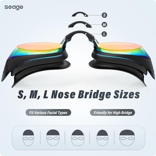 Seago Swimming Goggles 2 Pack Anti-fog Anti-UV Silicone Swim Goggles Adult Women Men - 4