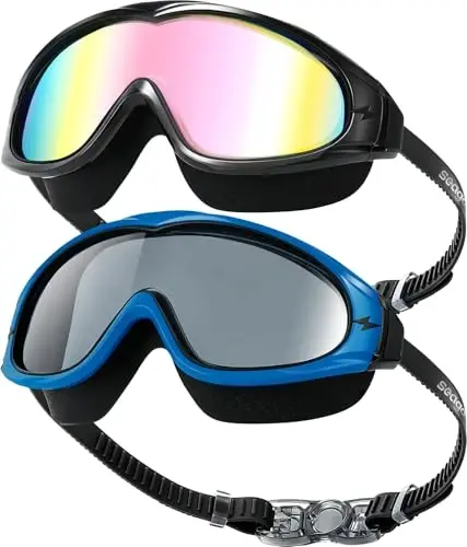 Seago Swim Goggles No Leaking Anti-Fog Pool Goggles Swimming Goggles for Adult Men Women Youth, UV Protection 180° Clear View - SEAGO