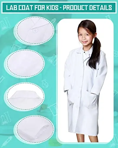 Seajan 12 Pcs Unisex Kids Lab Coat Bulk Soft Kids Scrubs White Doctor Coat Scientist Halloween Costume for Boys and Girls (XL Size) - 3