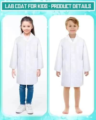 Seajan 12 Pcs Unisex Kids Lab Coat Bulk Soft Kids Scrubs White Doctor Coat Scientist Halloween Costume for Boys and Girls (XS Size) - 4