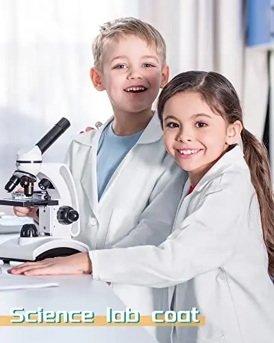 Seajan 12 Pcs Unisex Kids Lab Coat Bulk Soft Kids Scrubs White Doctor Coat Scientist Halloween Costume for Boys and Girls (XS Size) - 5
