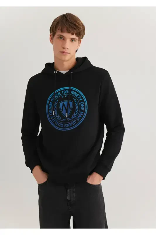 Seal Logo Printed Hooded Black Sweatshirt 0611721-900 - 3