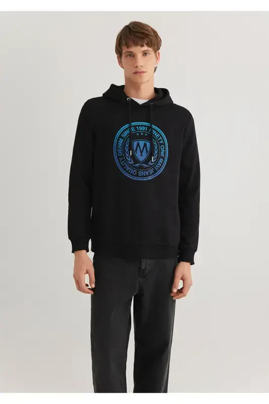 Seal Logo Printed Hooded Black Sweatshirt 0611721-900 - 2