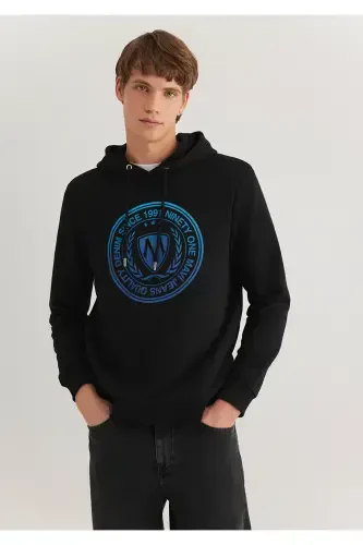 Seal Logo Printed Hooded Black Sweatshirt 0611721-900 - 3