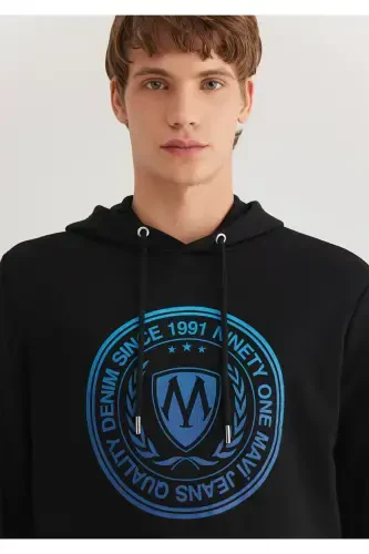 Seal Logo Printed Hooded Black Sweatshirt 0611721-900 - 6