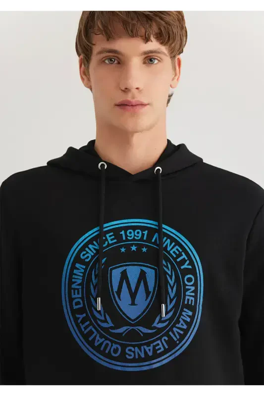 Seal Logo Printed Hooded Black Sweatshirt 0611721-900 - 6