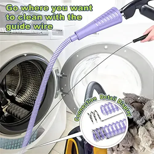 Sealegend 2 Pack Dryer Vent Cleaner Kit Vacuum Hose AttacModazoneent, Dryer Lint Cleaner Kit Lint Remover Tools Hoses with Adapter (Purple) - SEALEGEND (1)