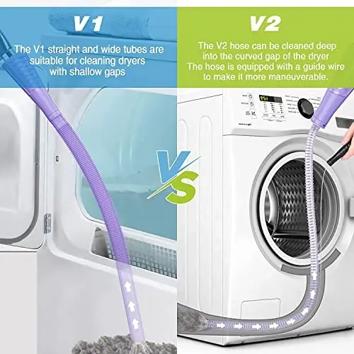 Sealegend 2 Pack Dryer Vent Cleaner Kit Vacuum Hose AttacModazoneent, Dryer Lint Cleaner Kit Lint Remover Tools Hoses with Adapter (Purple) - 6